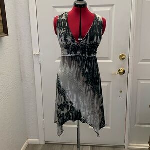 Ingear size large gray and black sun dress halter high low